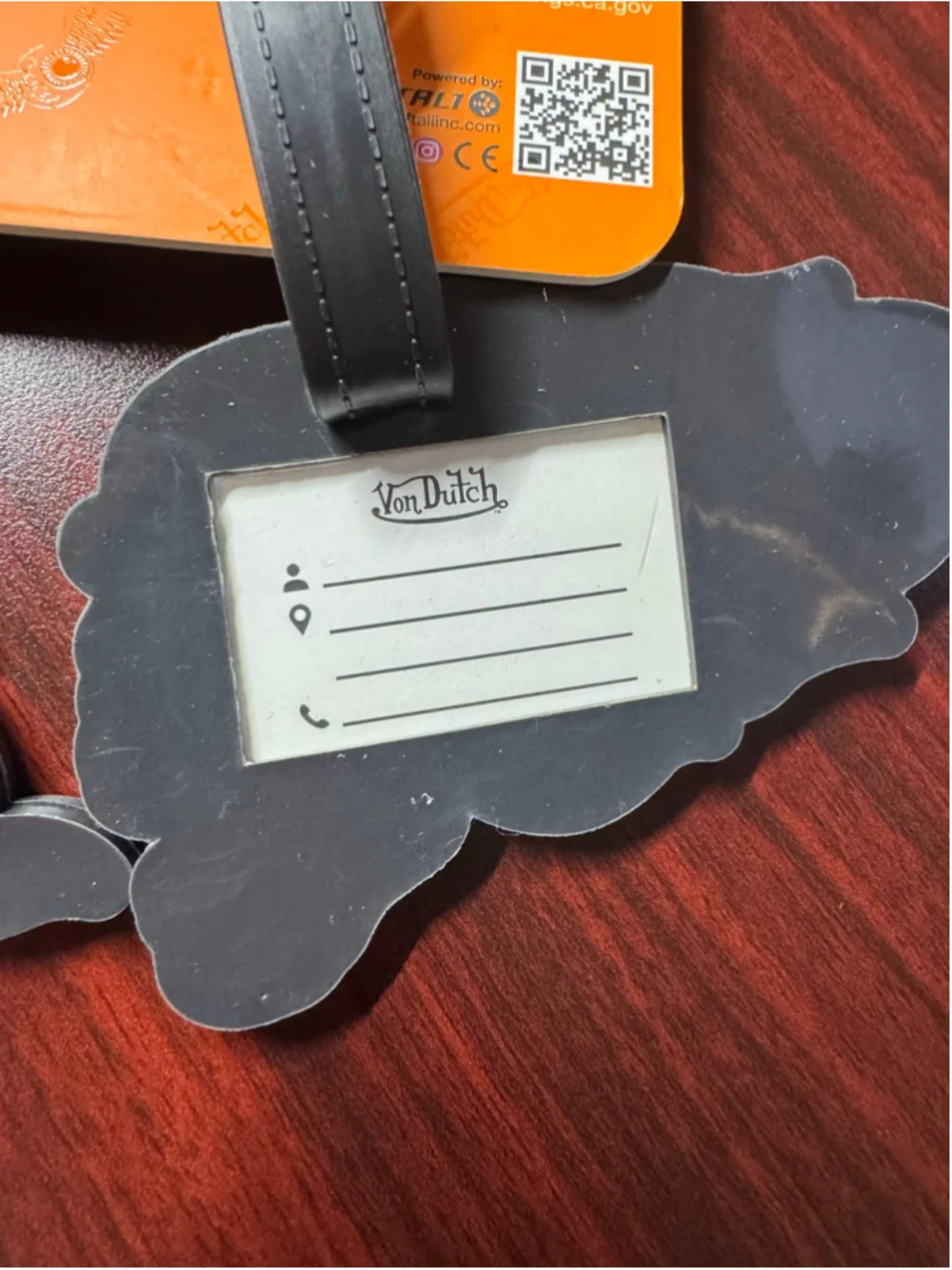 Von Dutch Skull Flame Luggage Tags Set of 2 Neon Green Black